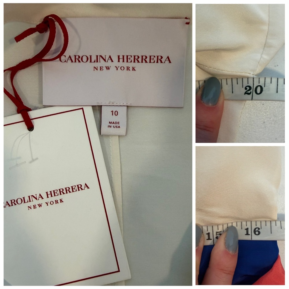Carolina Herrera Blue Shirt Dress Colorblock Bow Belt 10 Wedding Formal NWT 🟡 - Picture 15 of 15